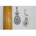 925 Sterling Silver Chandelier Earrings Marcasite & Blue Stone Length 3 Inches